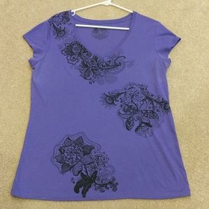 Stranded purple v-neck t-shirt